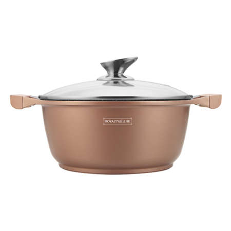 Royalty Line - 24 cm Ceramic Coating Casserole Soup Pot With Glass Lid- Copper(READ THE DESCRIPTION)