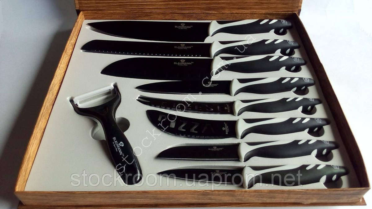 Blaumann 8 Pieces Stainless Steel Non-Stick Coating Knife Set - Black/White (READ THE DESCRIPTION)