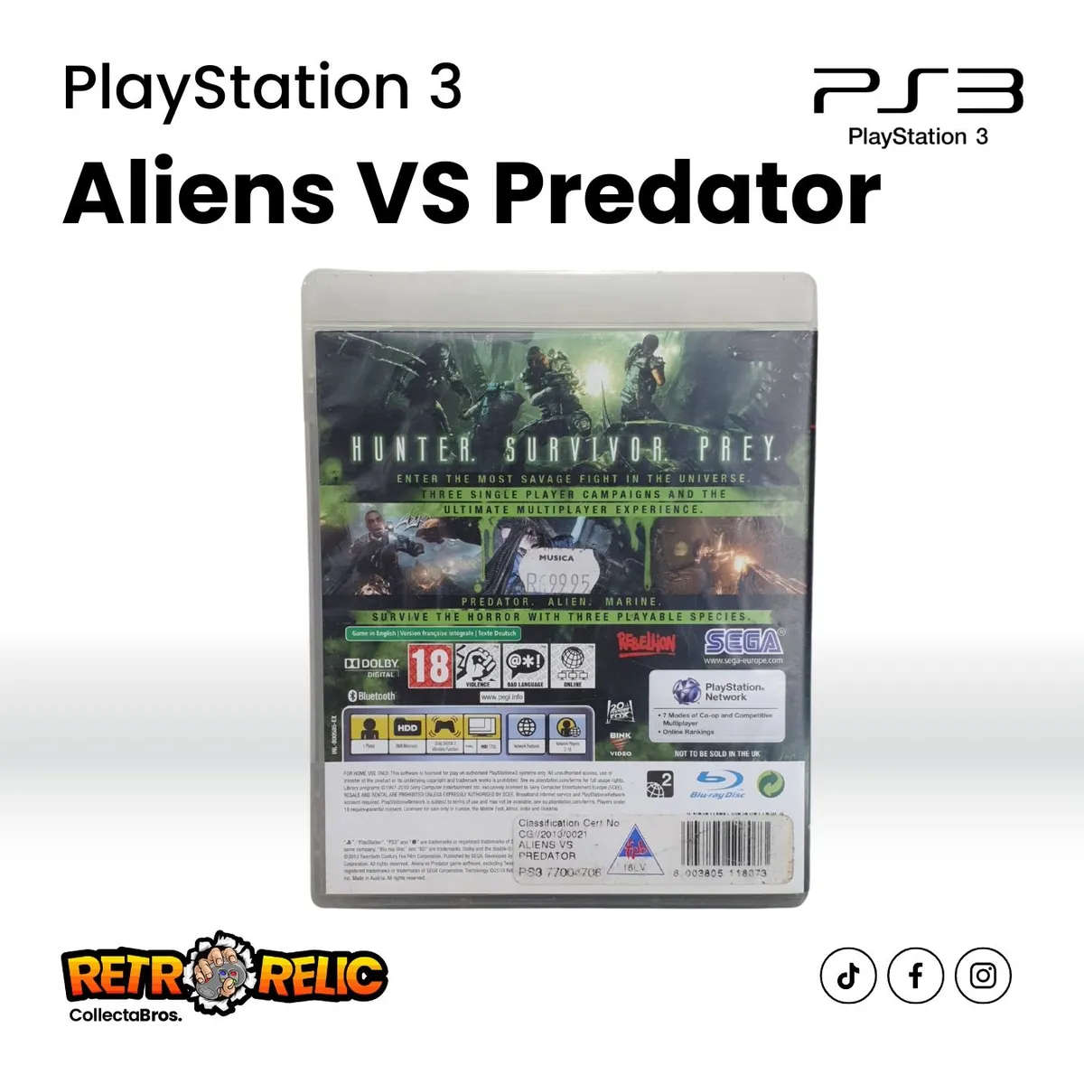 Aliens VS Predator (PS3) videogame - Pre-Owned