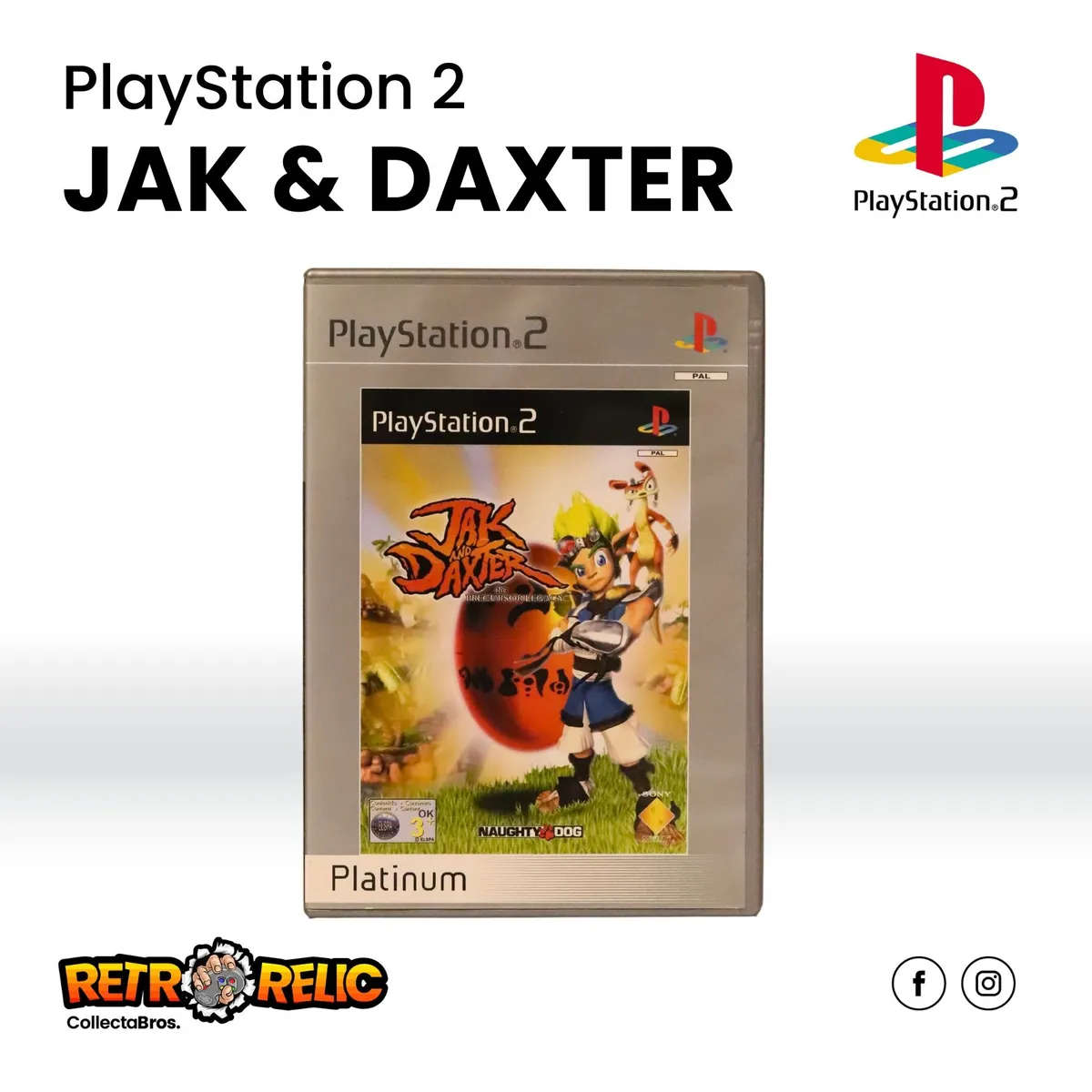 PlayStation Two (PS2) - Jak and Daxter: the Precursor Legacy Platinum videogame - Mint Condition