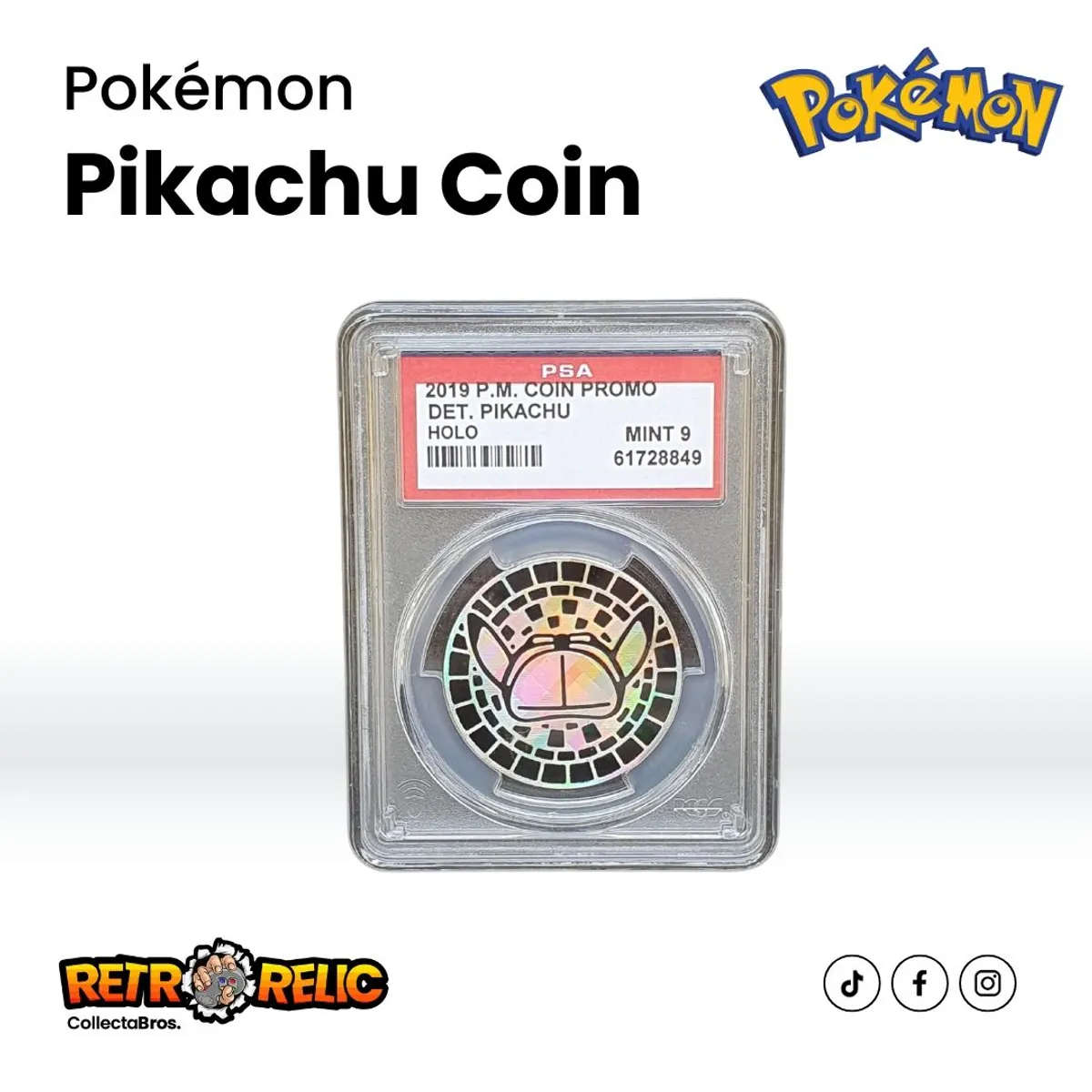 Pokemon - Promo Holo Detective Pikachu Graded Coin !