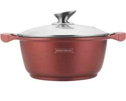 Royalty Line - 30 cm Ceramic Coating Low Wide Casserole with Lid - Red (READ THE DESCRIPTION)