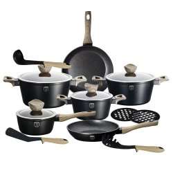 Berlinger Haus 15 Pieces Marble Coating Ebony Maple Line Cookware Set (ALL CASSEROLES ARE SKEWED)