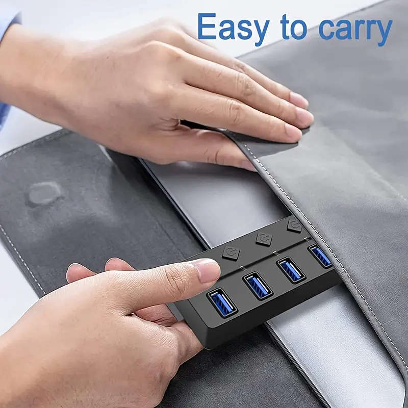 7-Port USB 3.0 Hub with LED Indicator High-Speed Data Splitter for Laptops Desktops Surface Pro PS4/