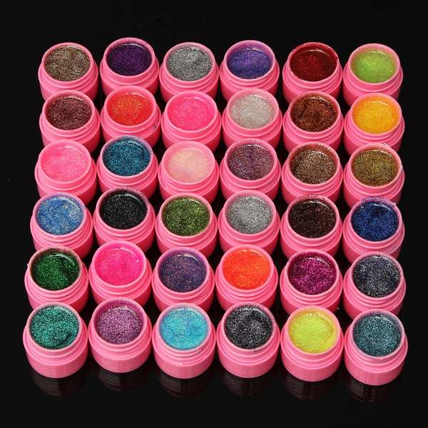 36 Colours Glitter Acrylic UV Gel Builder Polish Set