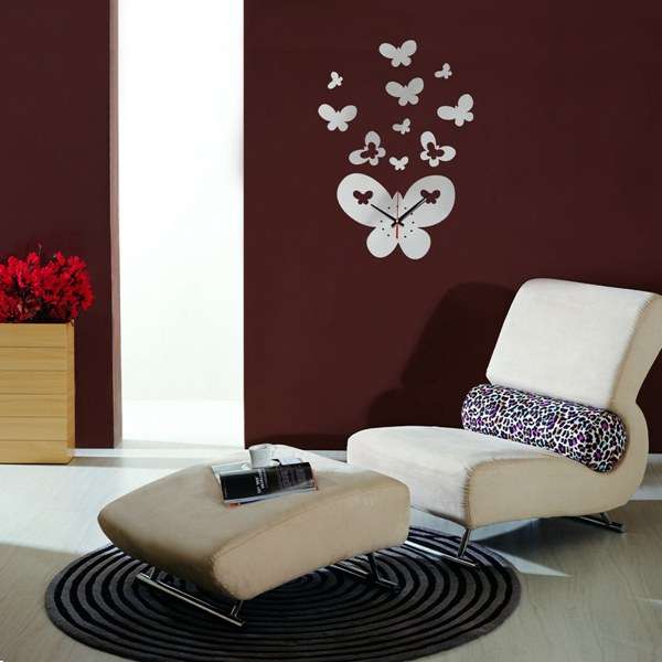 DIY 3D Big Butterfly Wall Clock Mirror Acrylic Home Decor Art