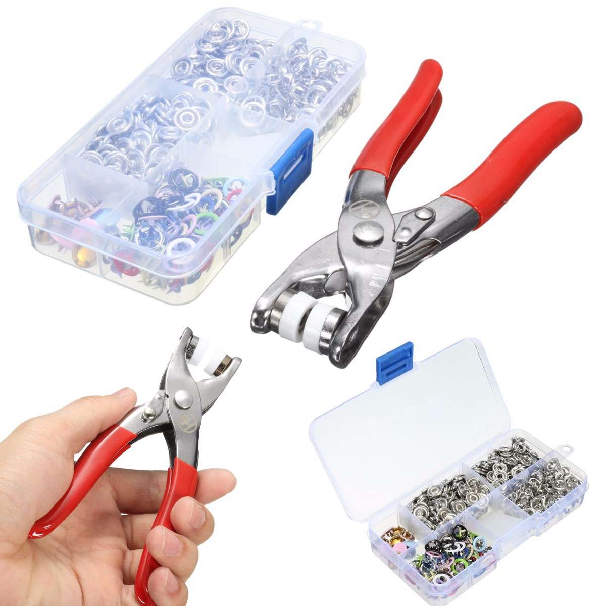 Fastener Snap Pliers Camp Craft Tool Sewing Craft with 110 Kits Set Press Studs