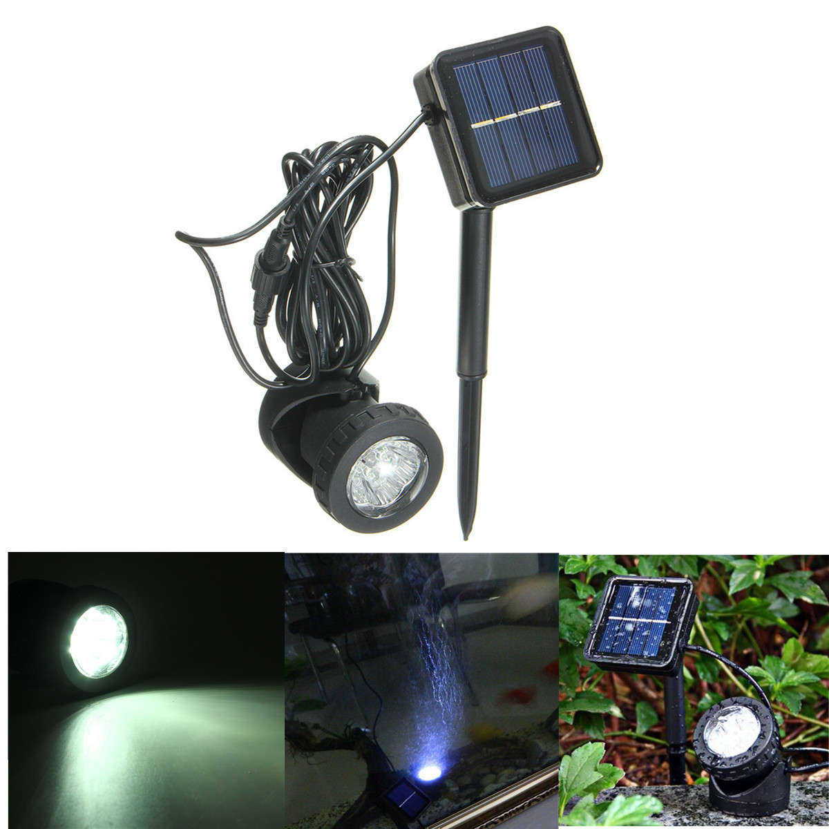 Solar Power Submersible Underwater Lamp LED Light Garden Fountain Pond Spotlight Lamp