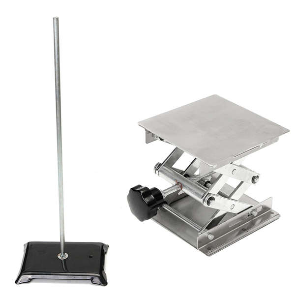 100x100mm Laboratory Lifts Platforms Stand with 60cm Lab Iron Support Stand Flask Clip Set