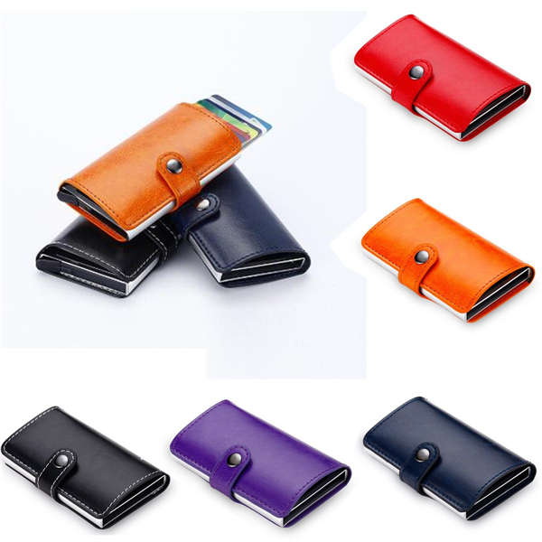 Fashion Aluminum Leather ID Credit Card RFID Protector Holder Case Purse Wallet