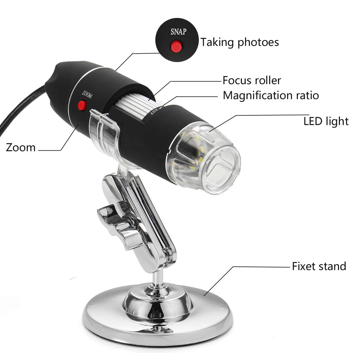 Handheld 8 LED USB 1000X Zoom Digital Microscope Biological Endoscope