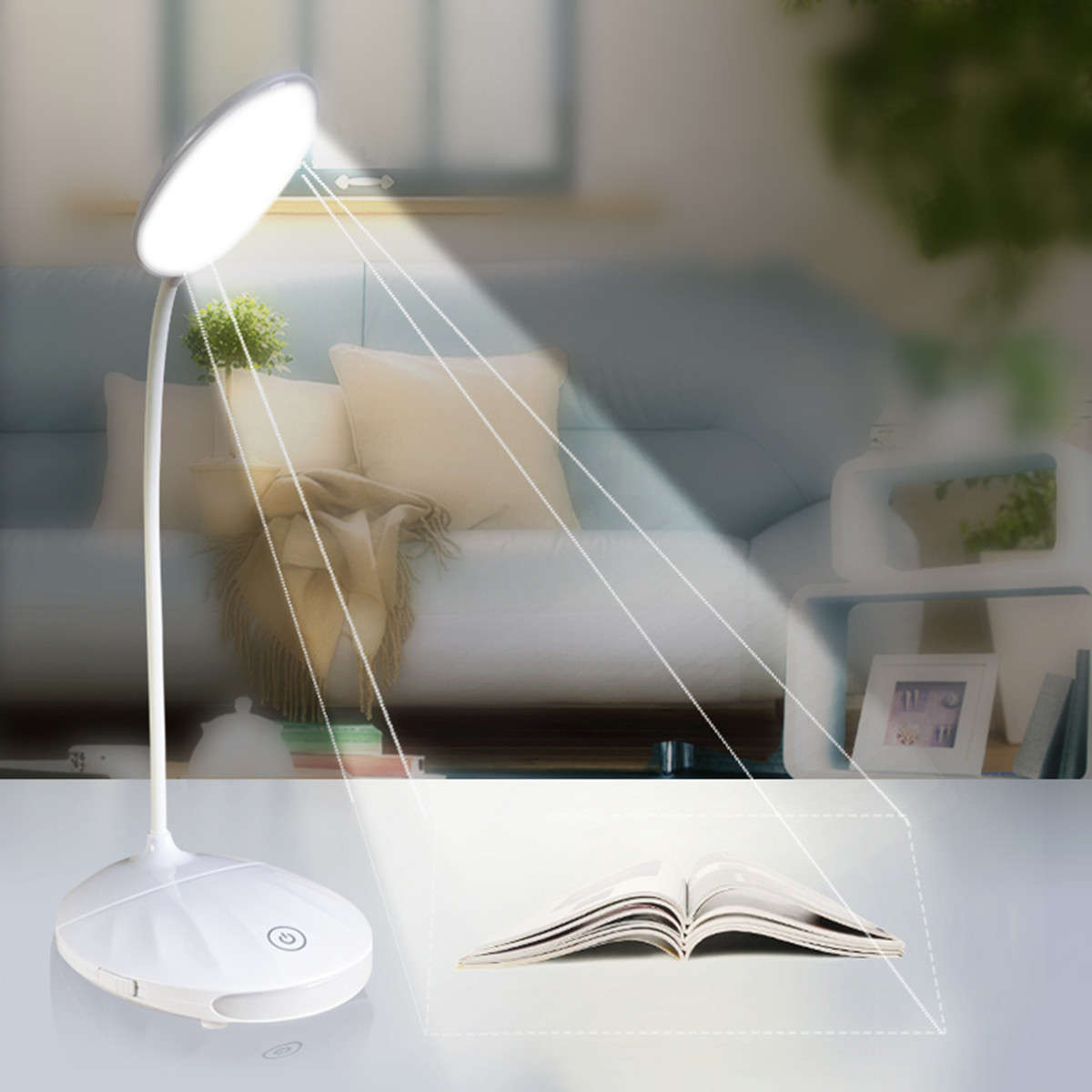 Adjustable Rechargeable Dimmable Touch Sensor LED Reading Night Table Light Desk Lamp