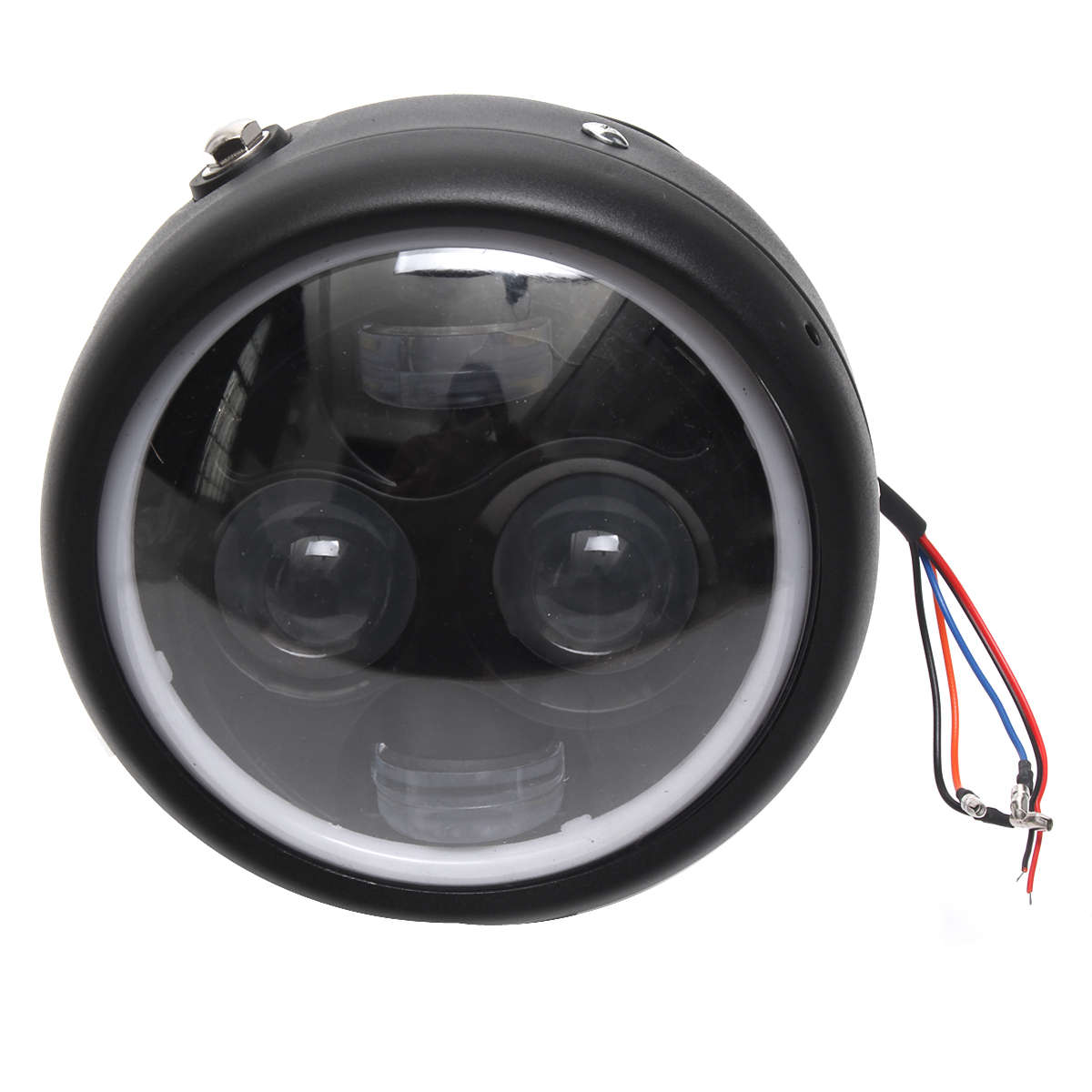 Motorcycle Cafe Racer COB LED Projector Angel Eye HeadLight Lamp