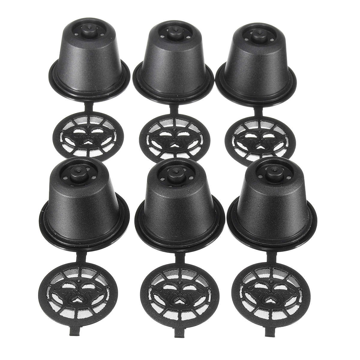 8 Pcs Sets Black Refillable Coffee Capsule Cup Reusable Refilling Filter For Nespresso Machine With