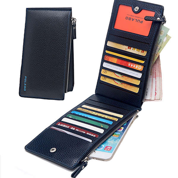 Men Genuine Leather 15 Card Slots Long Wallet Secretary Wallet Organizer Checkbook Card Case