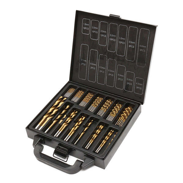 99Pcs 1.5-10mm Titanium Coated HSS Twist Drill Bits Set
