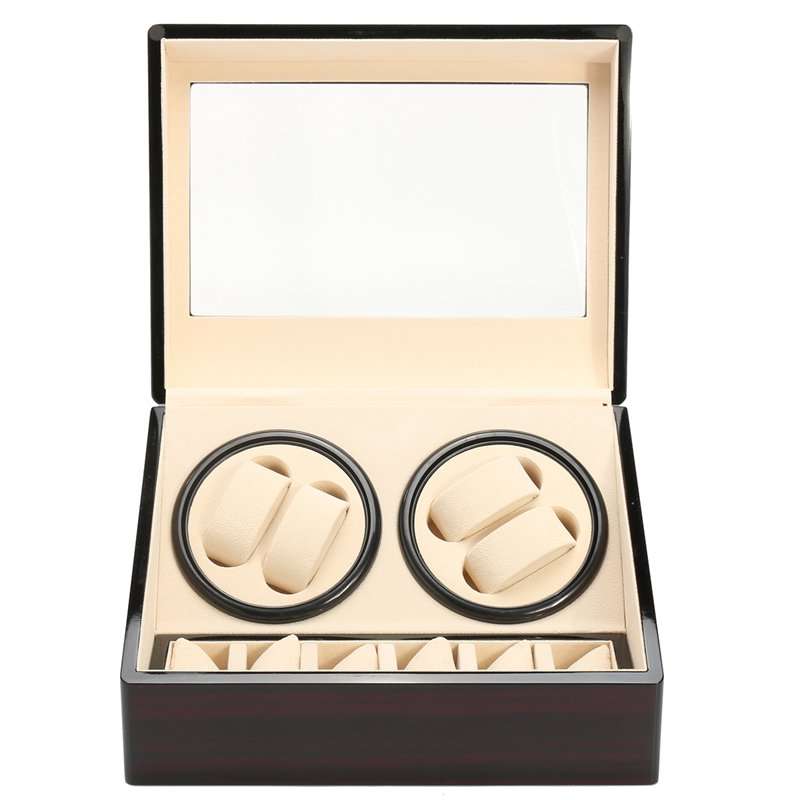 Automatic 4+6 Quad Watch Winder Rotation Display Watch Box