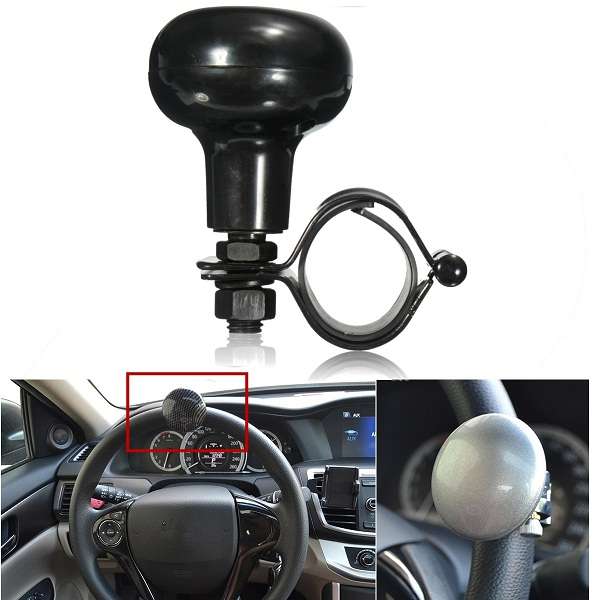 Car Heavy Duty Steering Wheel Spinner Handle Knob With Rubber Mat