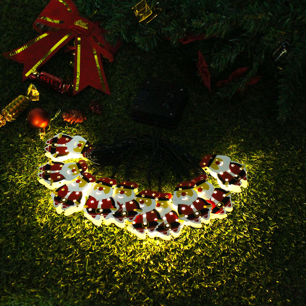 Solar/Battery Powered 4M 10LEDs Warm White Santa Claus Shaped Fairy String Light for Christmas