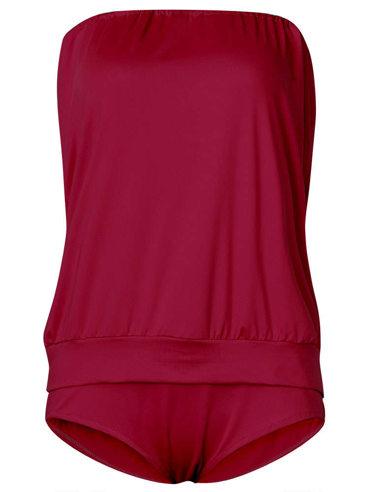 Women Sexy Strapless One Piece Swimwear High Elasticity Backless Swimsuit