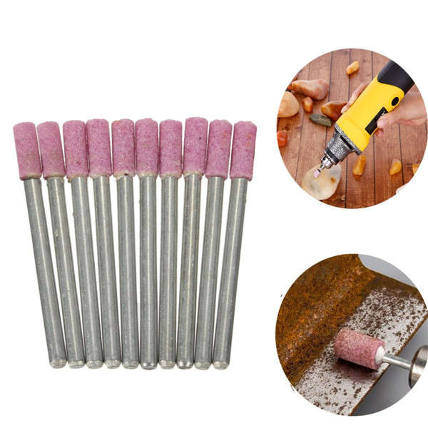 10pcs 3mm Shank AbrasivE-mounted Grind Stones Rotary Tool for Dremel