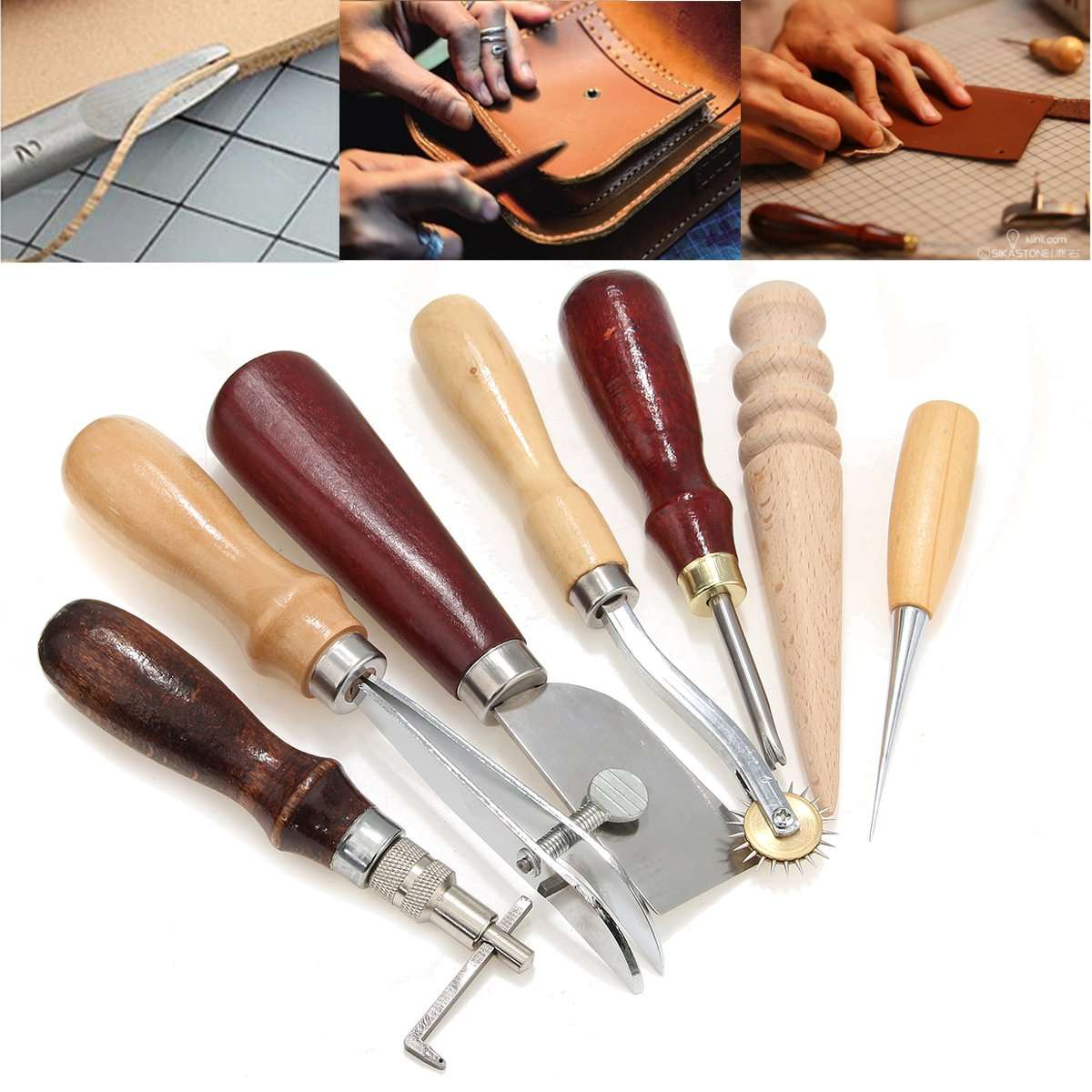 7pcs Leather Craft Tool Hand Cutter Stitching Sewing DIY Leather Tools Kit