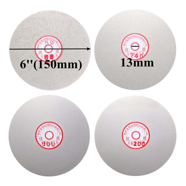 4pcs 6 Inch Diamond Coated Flat Lap Wheel 150mm 80/240/800/120 Grit Grinding Polishing Wheel