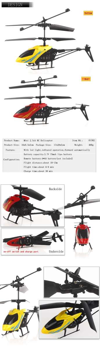 2.5CH Mini Infrared RC Helicopter Kids Toy