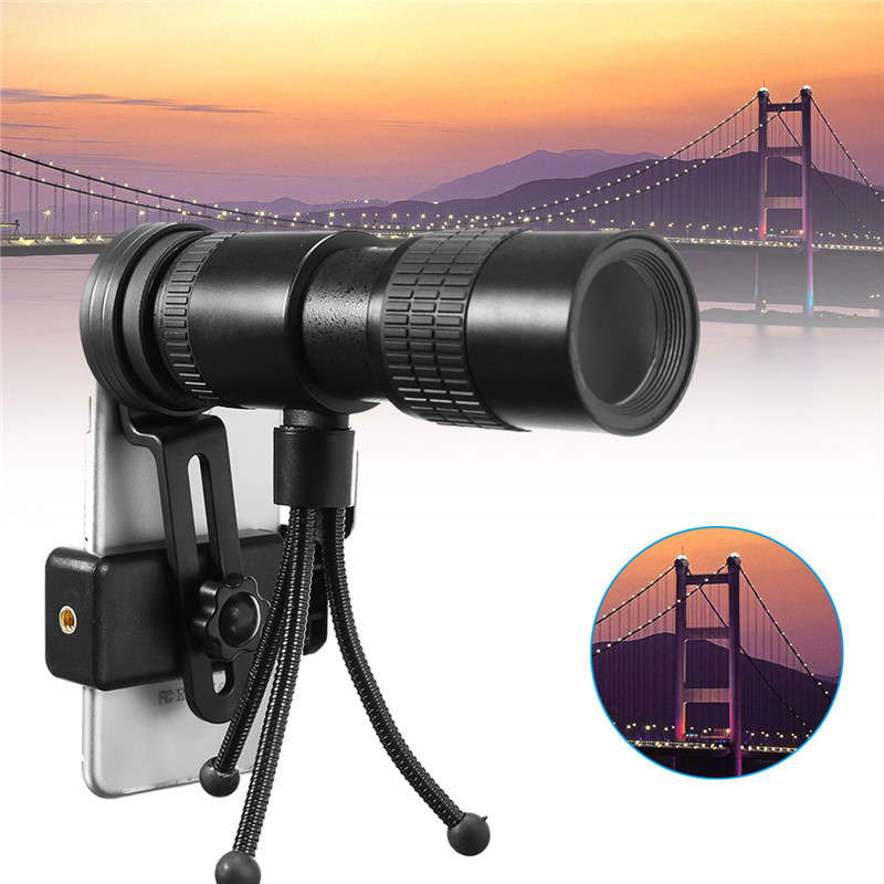 IPRee 10-30x Telephoto Telescope Monocular Camera Lens with Cell Phone Clip Tripod Stand