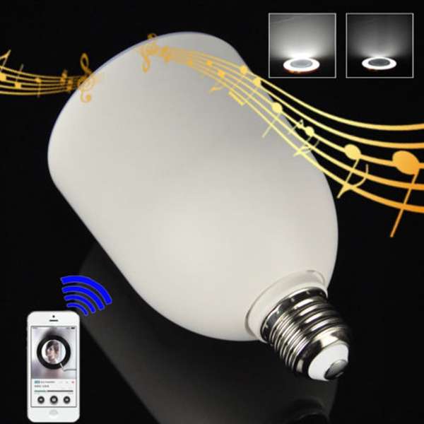 E27 9W Wireless Bluetooth Control Smart Music Audio Speaker LED White Light Bulb AC100-240V