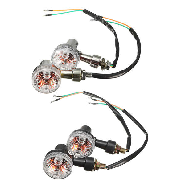 2X Universal Mini Retro Motorcycle Front Turn Signals Lights Indicators Abmer