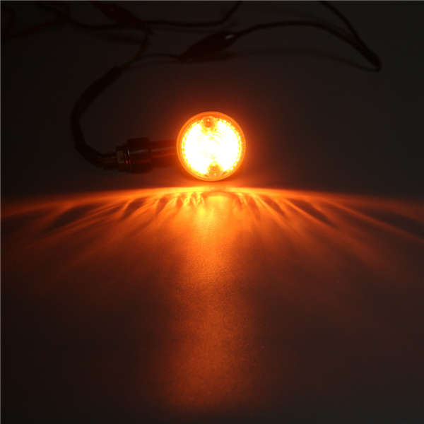 2X Universal Mini Retro Motorcycle Front Turn Signals Lights Indicators Abmer