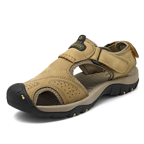 Men Anti Collision Toe Comfy Casual Leather Sandals