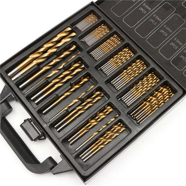 99Pcs 1.5-10mm Titanium Coated HSS Twist Drill Bits Set