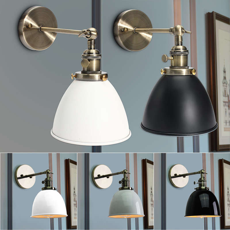 E27 Vintage Antique Industrial Bowl Sconce Loft Rustic Stair Wall Lamp Light Fixture