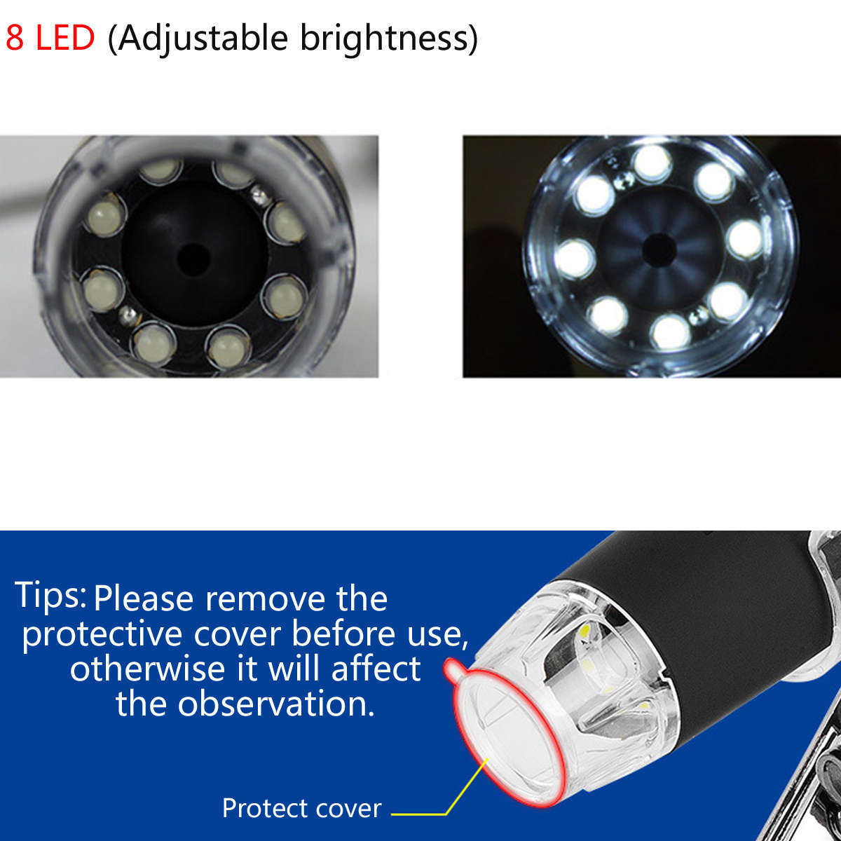 Handheld 8 LED USB 1000X Zoom Digital Microscope Biological Endoscope