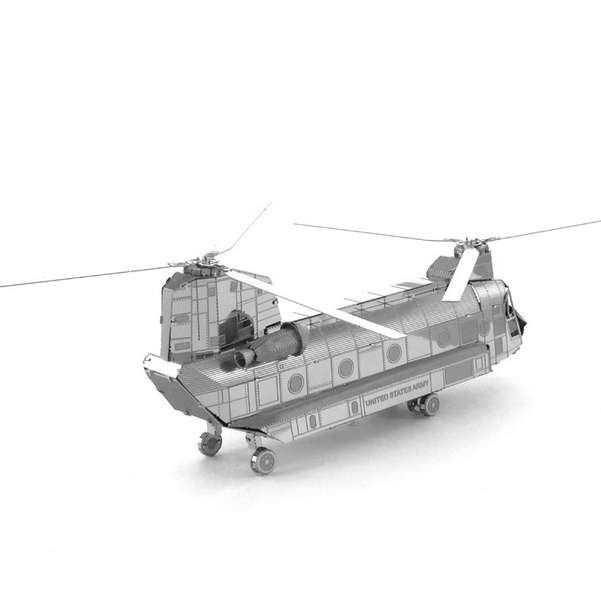 Aipin DIY 3D Puzzle Stainless Steel Model Kit Chinook Helicopter Silver Color