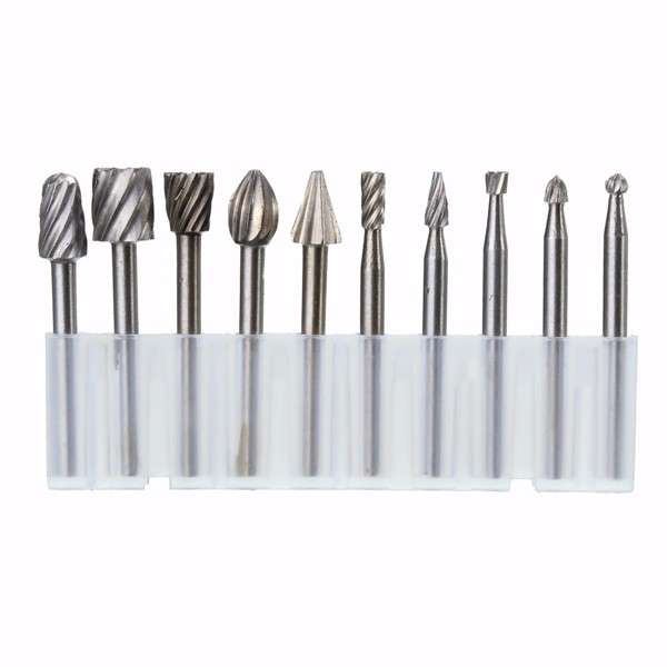 Drillpro RB2 10pcs HSS Router Bits Burr For Dremel and Rotary Engraving Woodworking Tool