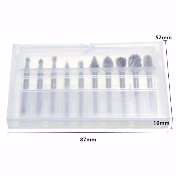Drillpro RB2 10pcs HSS Router Bits Burr For Dremel and Rotary Engraving Woodworking Tool
