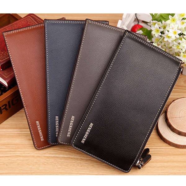 Men Genuine Leather 15 Card Slots Long Wallet Secretary Wallet Organizer Checkbook Card Case