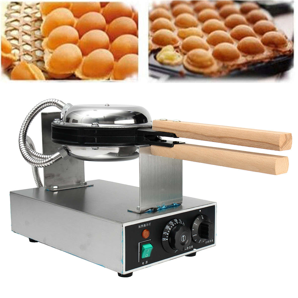 Great Stainless Steel Electric Egg Cake Oven QQ Egg Waffle Maker Machine 110/220V 1500W