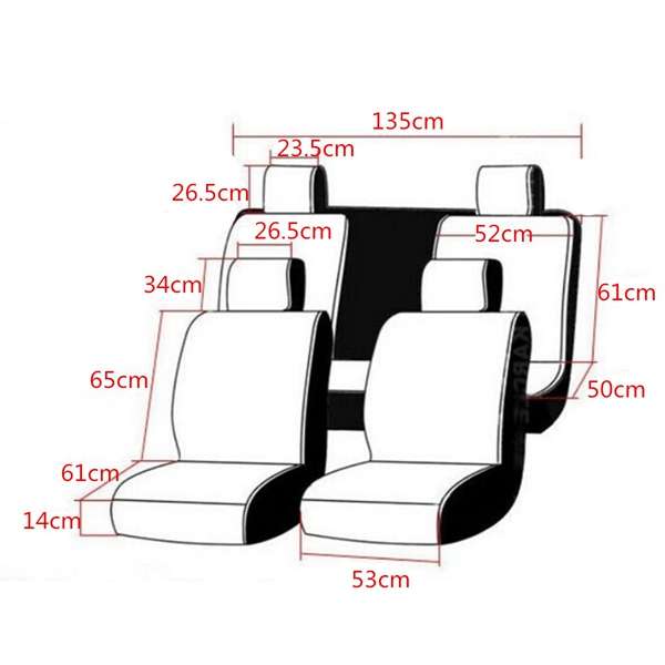 + 10pcs PU Leather Car Seat Cover 5 Seat Front and Rear Seat Cover Set Full Surround Needlework