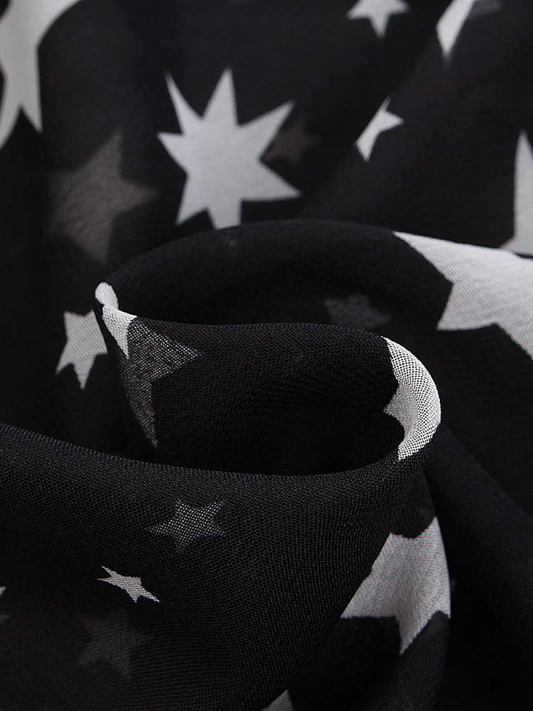 Sexy Star Printed High Waist Slit Women Maxi Chiffon Skirt - Black L, M, S, XS 0.26kg