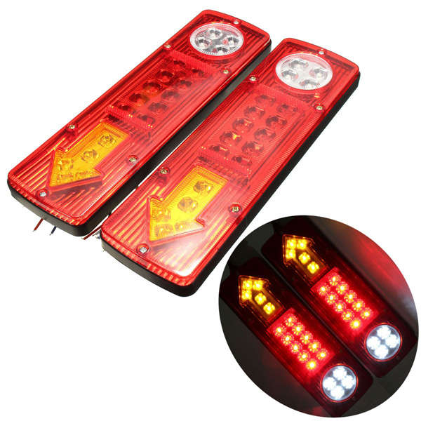 2x 12V LED Trailer Truck Rear Tail Brake Stop Turn Light Indicator Reverse Lamp