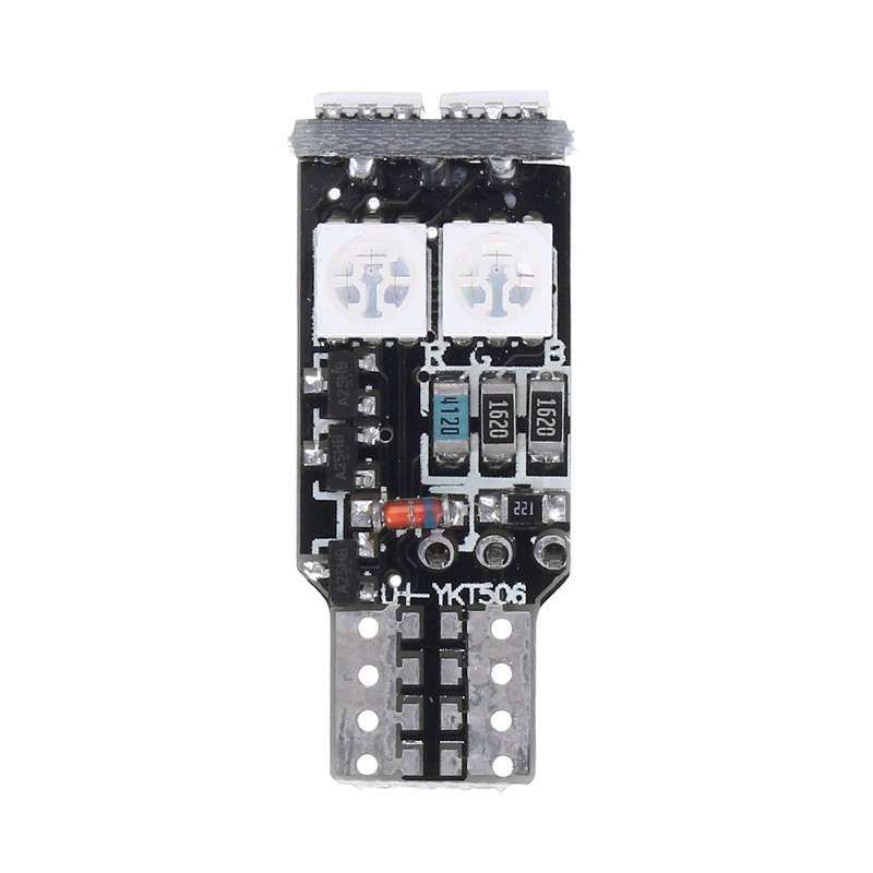 2X T10 6 SMD 5050 RGB LED Car Wedge Side Light Reading Lamp Bulb Remote Control