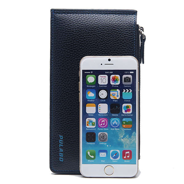 Men Genuine Leather 15 Card Slots Long Wallet Secretary Wallet Organizer Checkbook Card Case