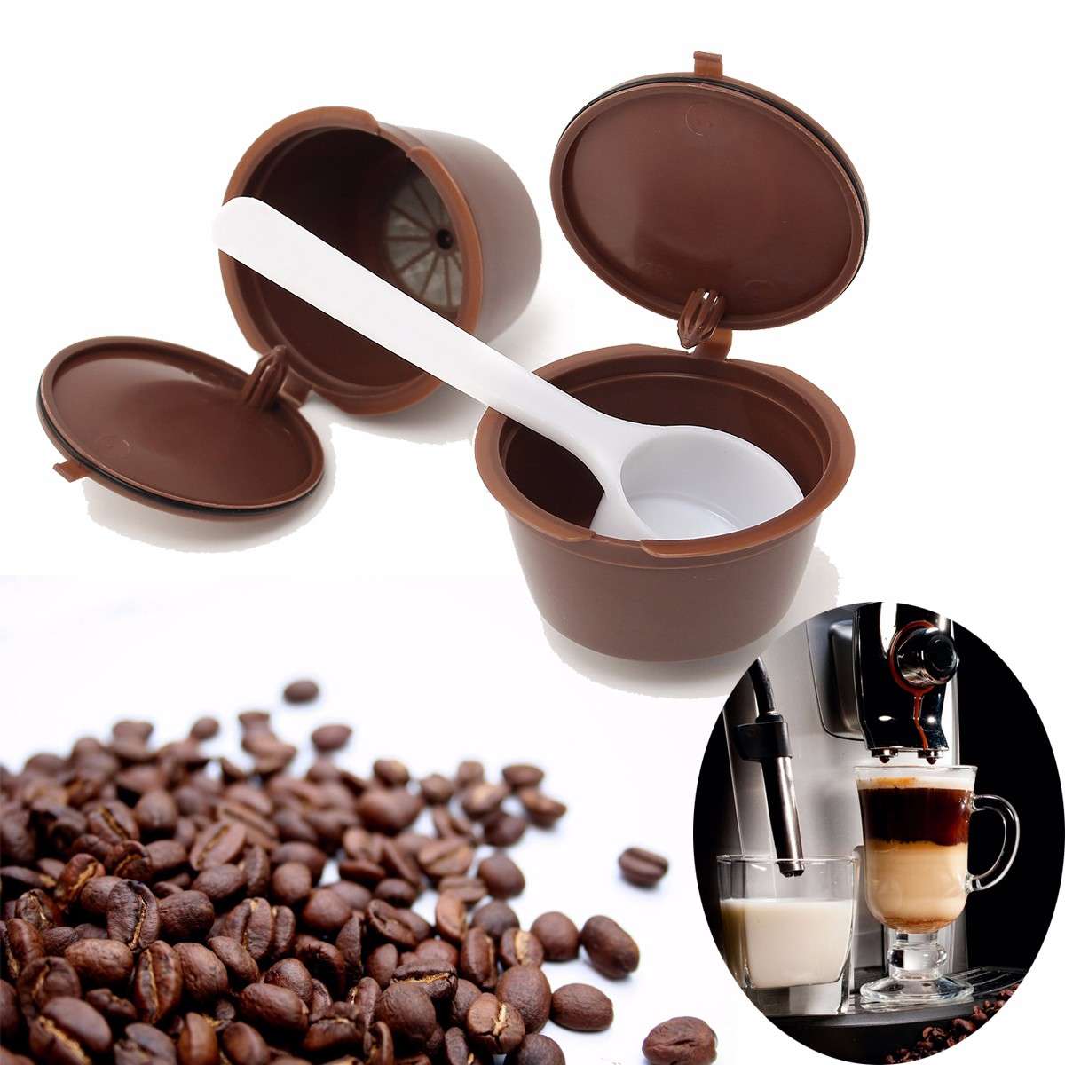 2pcs Reusable Refillable Coffee Capsules for Dolce Gusto Brewers Reuse Refill Cup