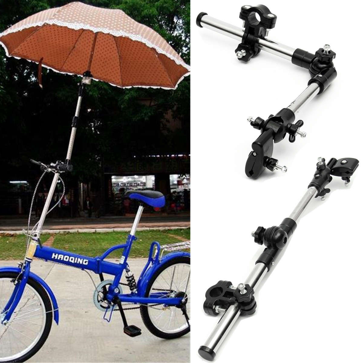 Umbrella Stand Baby Car Supporter Connector Holder Pipe Bar Attachment Clamp Wheelchair Scooter