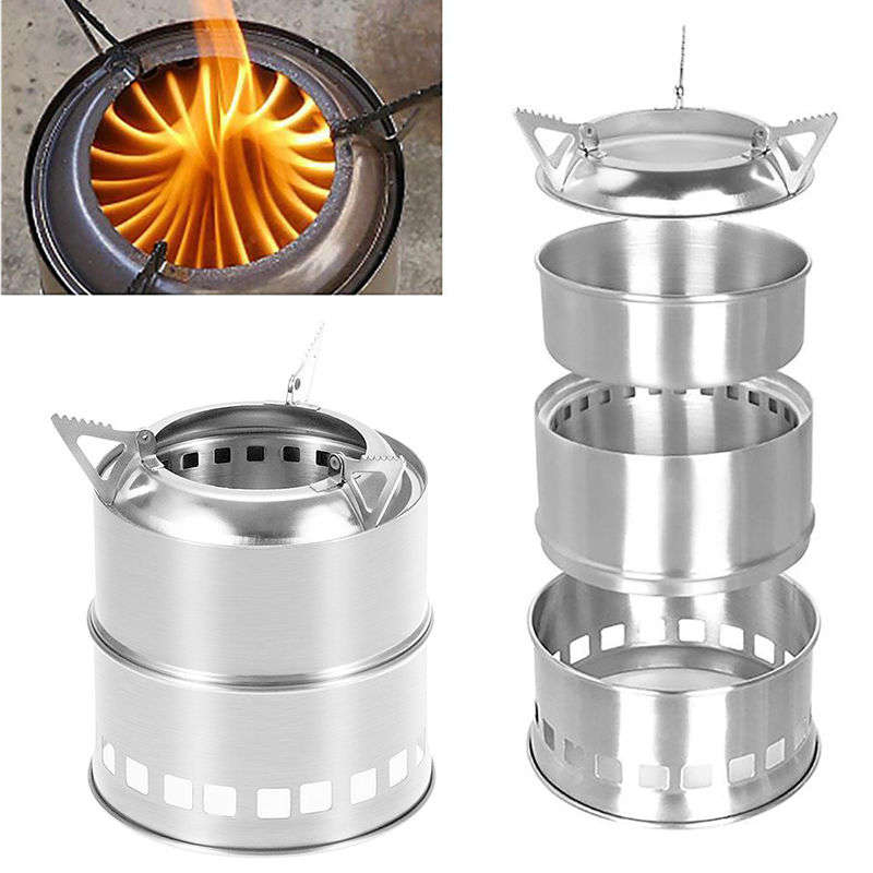 IPRee¿¿ Portable Mini Camping Stove Stainless Steel Wood Burner Furnace Cooker