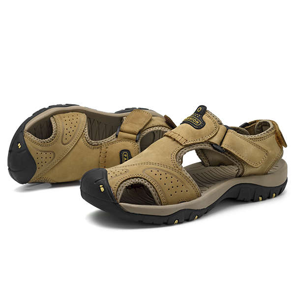 Men Anti Collision Toe Comfy Casual Leather Sandals